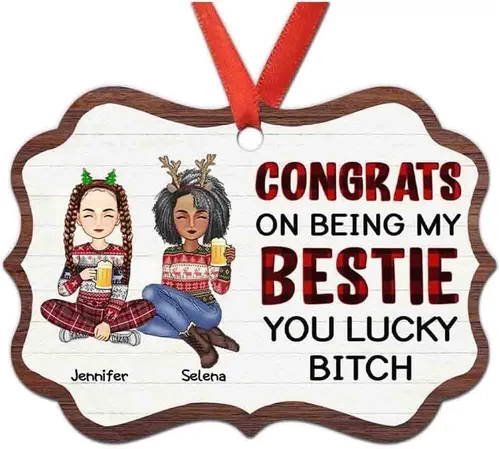 Miniatura 7 de Adorno personalizado con texto en inglés «Best Friend are Hard to Find Because The Very Best is Already Mine», adorno de Navidad personalizado 2023