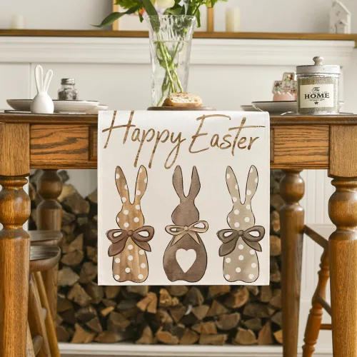Miniatura 2 de Artoid Mode Camino de mesa de Pascua con diseño de conejo, zanahorias, conejo, feliz Pascua, primavera, verano, vacaciones, cocina, comedor