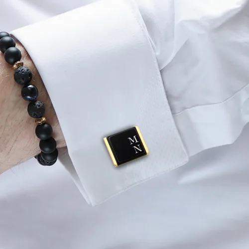 Miniatura 2 de Gemelos grabados con inicial – Gemelos dorados personalizados – Gemelos personalizados para hombres – Regalos de novio o padrinos de boda – Regalo