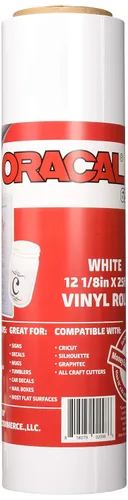 Rollo de 12,125 pulgadas x 25 pies de vinilo adhesivo Oracal 651 blanco para manualidades - Con un núcleo de 2,5 pulgadas - Vinilo adhesivo para