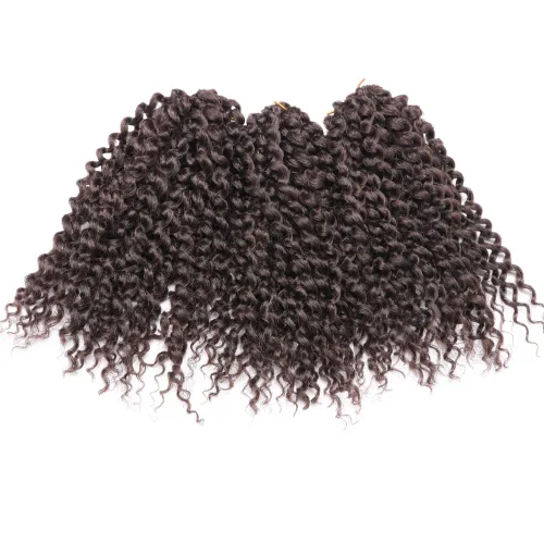 Miniatura 3 de Rizo rizado afro de 8 pulgadas, cabello rizado 4# color negro apagado 3 unids/paquete de extensiones de cabello sintético suave (4#)