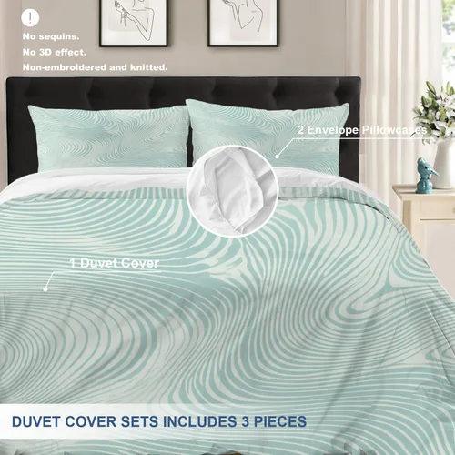 Miniatura 6 de Batmerry Abstract Smooth Lines Twin Size 3 Pieces Bedding Duvet Cover Sets, Soft Fluffy Minimalist Art Soft Hues 100% Cotton Printed Duvet Cover for
