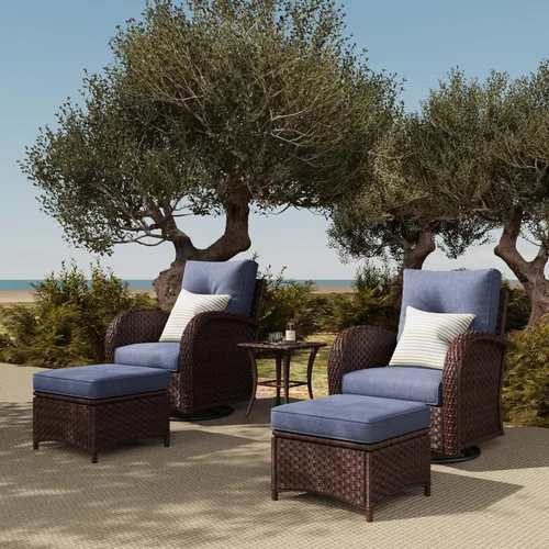 Miniatura 11 de LayinSun - Juego de 10 piezas de muebles seccionales de patio para el aire libre con mesa para fogata, juegos de sillas giratorias reclinables