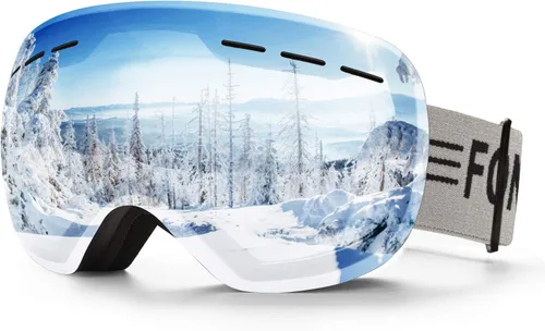 Miniatura 8 de FONHCOO Gafas de esquí para hombres y mujeres, antivaho OTG gafas de snowboard con lente desmontable para esquí, patinaje, protección UV Rosa Vlt