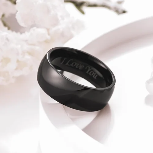 Miniatura 18 de King Will Alianza de boda de acero inoxidable 316L para hombres y mujeres, anillo de boda de 0.31 a 0.315 pulgadas de ancho, chapado en negro