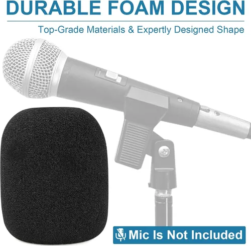 Miniatura 7 de ChromLives, 6 unidades de parabrisas para SM58, 6 unidades, filtro pop de espuma para Shure SM58 SM48, repuesto para reducción de ruido, color negro