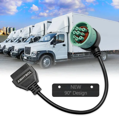 Miniatura 9 de Cable adaptador OBD2 de 9 pines a 16 pines para camiones pesados y vehículos comerciales, tipo 2 verde J1939 conector de diagnóstico Plug Trabajo