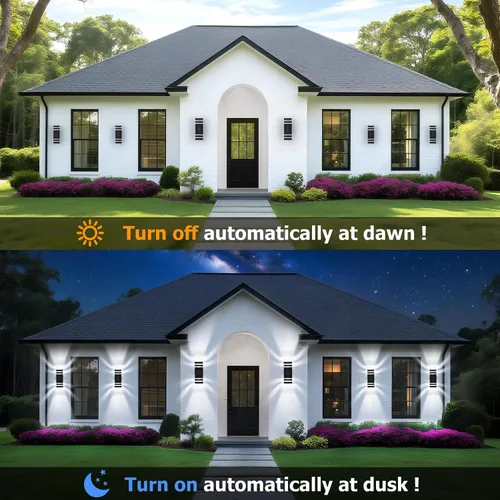 Miniatura 2 de DASTOR Luces de pared para exteriores del anochecer al amanecer, 2 capas hacia arriba hacia abajo, luces exteriores para casa, aplique exterior