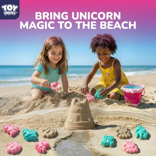 Miniatura 2 de TOY Life Unicorn Beach Toys for Girls Ages 4-8, Collapsible Silicone Sand Toys Set with Bucket, Molds & Shovels, Travel Beach Toys, Sandbox & Snow