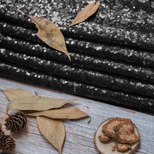 Miniatura 8 de JYFLZQ Camino de mesa de lentejuelas negras de 12 x 72 pulgadas, manteles de mesa de tela con lentejuelas negras brillantes - Caminos brillantes