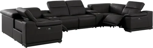 Miniatura 25 de BlackJack Furniture Venice - Juego de sofá reclinable seccional de cuero italiano de grano superior de 12 piezas con 4 reclinables eléctricos