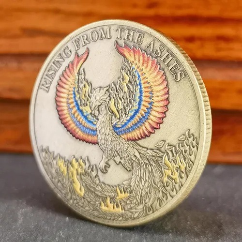 Miniatura 3 de Phoenix Rising Lucky Coin - Moneda de oración de serenidad y sobriedad, regalos sobrios para hombres o mujeres, medallón AA de recuperación