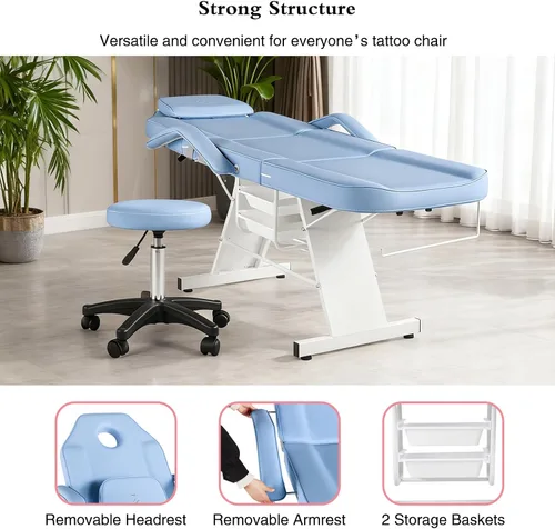 Miniatura 5 de Silla Facial Mesa de Masaje 73 pulgadas 3 Secciones Cama de Masaje Multiusos Mesa de Tatuaje Profesional Equipo de Salón Spa para Spa Facial Spa
