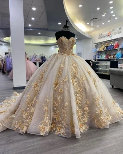 Miniatura 4 de Zhangyo Vestidos de quinceañera sin tirantes, vestido de baile hinchado dulce 16 vestidos para adolescentes, vestidos de novia para mujeres CXL087