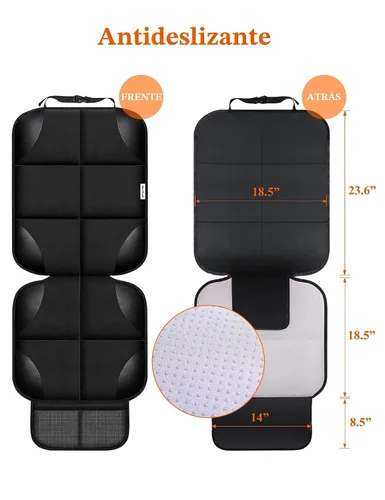 Miniatura 3 de Protector de asiento de automóvil para silla infantil, resistente al agua 600D, protege el asiento de las huellas del bebé, con respaldo Negro 2
