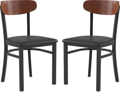 Miniatura 22 de Flash Furniture Wright - Silla de comedor comercial, respaldo de madera con acabado de abedul natural, asiento de vinilo negro, 500 libras