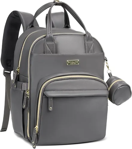 Miniatura 15 de RUVALINO Mochila para pañales, mochila de viaje multifunción, bolsa de maternidad para bebé, gran capacidad, impermeable y elegante, gris hierro