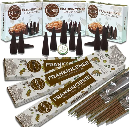 Miniatura 40 de Paquete combinado de varillas de incienso ámbar y conos de incienso, 60 varillas de incienso + 30 conos de insencia, incienso, conos de incienso