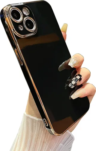 DEFBSC Funda electrochapada para iPhone 13, funda protectora de TPU suave con borde galvanizado de lujo, protección de cámara de cuerpo completo, a