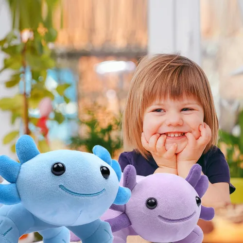 Miniatura 6 de Axolotl - Juguete de peluche, suave y lindo ajolote de 10.8 pulgadas, almohada de felpa de algodón de peluche Kawaii Salamandra Animal para niños