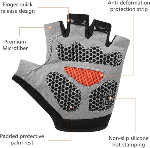 Miniatura 4 de Accmor Guantes de ciclismo para hombres y mujeres, guantes de ciclismo de medio dedo, guantes de bicicleta de carretera MTB, guantes antideslizantes