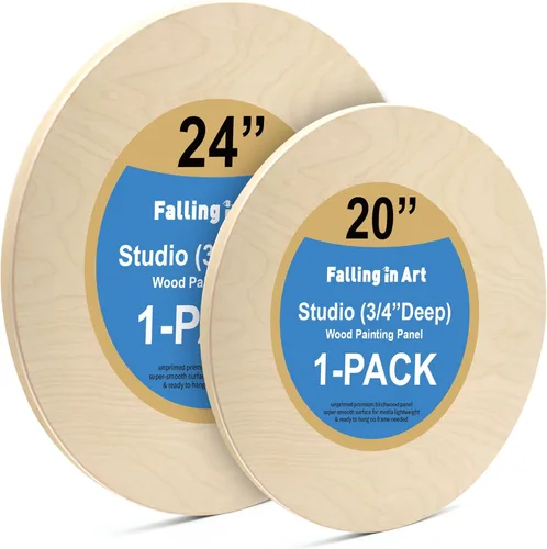 Miniatura 18 de Falling in Art Kit de paneles de lona de madera de abedul redondos sin terminar, 4 paquetes de 2 tamaños de 8 pies y 12 pies, 3/4 pulgadas
