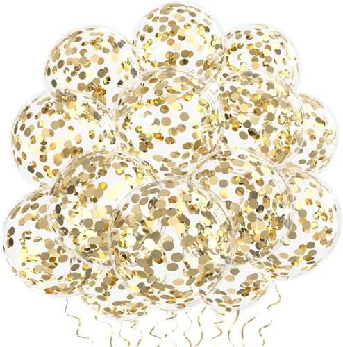 Miniatura 6 de 25 globos de confeti amarillo, globos de látex transparente de 12 pulgadas de grosor con confeti en el interior para fiesta de cumpleaños, baby
