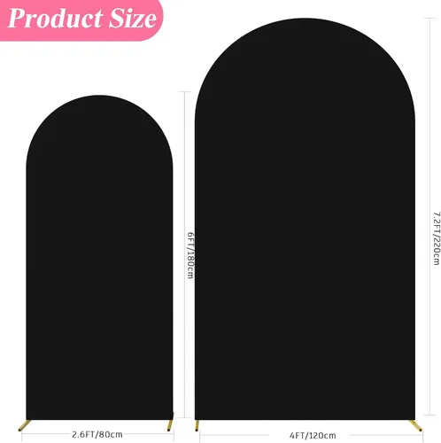 Miniatura 2 de Putros Funda para Arco de Boda 7.2 pies, Cubiertas de Soporte de Fondo Chiara de Spandex Negro Ajustado con Parte Superior Redonda de 6 pies, Juego