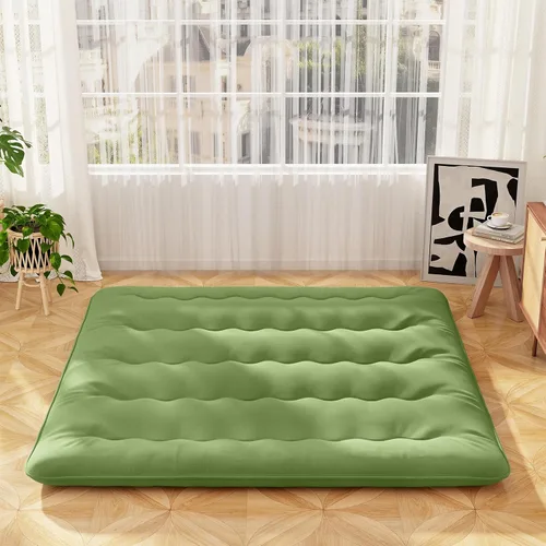 Miniatura 15 de Giantex Colchón japonés de suelo, colchón futón de 4 pulgadas con funda lavable y bolsa de almacenamiento, colchón plegable enrollable para tatami