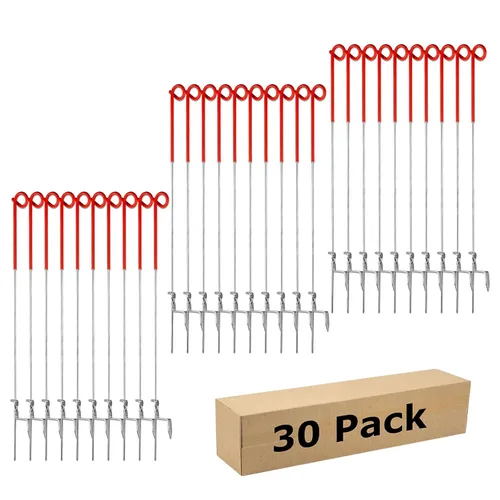 Miniatura 8 de Fence Shock - Poste de acero inoxidable para jardín y granja, sistema de 41 pulgadas, para cercas eléctricas, paquete de 30 unidades, color blanco