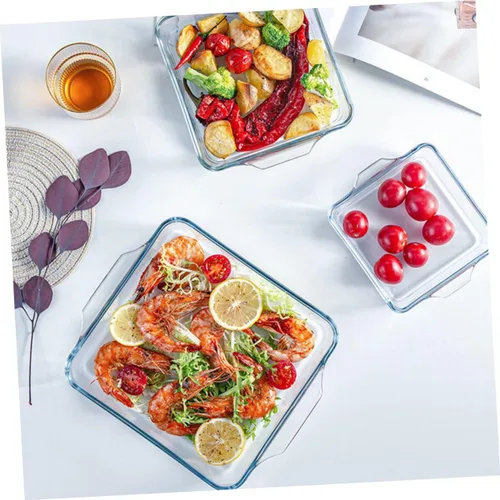 Miniatura 4 de STOBAZA 1 unidad de cena profunda para sartén de vapor, mango rectangular, herramienta de microondas, suministro para hornear, tartas de queso