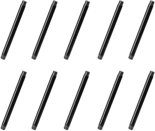 Miniatura 10 de Paquete de 10 tubos de hierro industrial de 1/2 x 2 pulgadas, acero precortado resistente, boquilla de metal roscada para proyectos de bricolaje