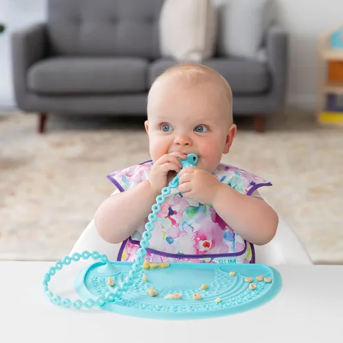Miniatura 4 de Bumkins Suministros de alimentación con clip para chupete para bebé niña o niño, correas de juguete para taza de sorber, mordedor, accesorios de Azul