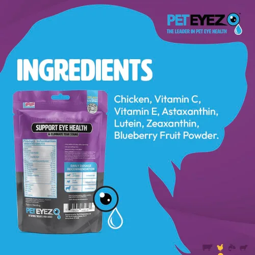 Miniatura 2 de PetEyez Golosinas vitamínicas para eliminar manchas de lágrimas para perros, apoya la salud ocular y reduce la picazón y la acumulación de manchas