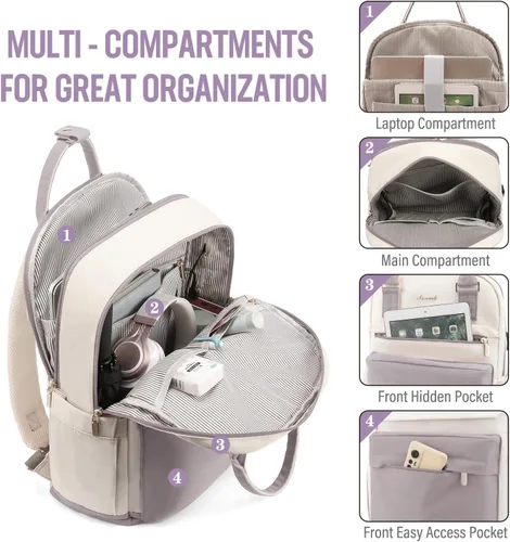 Miniatura 2 de LOVEVOOK - Mochila de computadora portátil para mujeres y niñas, mochila escolar de 15.6 pulgadas, mochila de libro linda, mochila para computadora