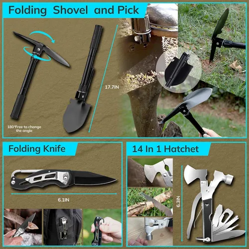Miniatura 3 de Kit de supervivencia, regalos para Navidad para hombres y mujeres, 251 piezas de equipo de supervivencia de emergencia y suministros, kit de Negro