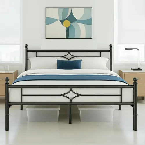 Miniatura 9 de Susalt - Base de cama metálica tamaño individual de 14 pulgadas con cabecero/Base de colchón resistente y de trabajo pesado/No necesita