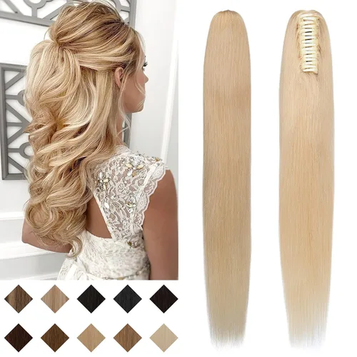 Miniatura 22 de SEGO Pinza de Gancho Extensión de Cola de Caballo Extensiones de Cabello Humano con Pinza para Cola de Caballo Extensiones de Cabello Real de Cola