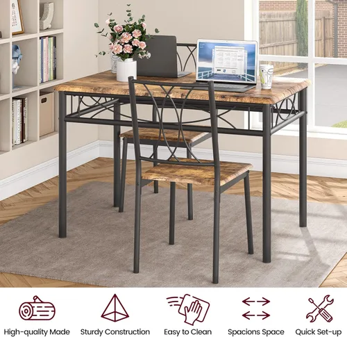 Miniatura 8 de Garvee Juego de mesa de comedor de madera de 5 piezas para 4, juego de mesa de cocina rectangular con 4 sillas, juego de mesa de comedor que ahorra