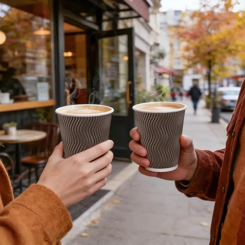 Miniatura 5 de BYSNOW Paquete de 150 tazas de café de 10 onzas, vasos de papel desechables, pared ondulada aislada para bebidas calientes o bebidas frías