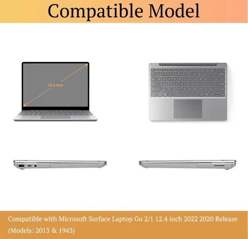 Miniatura 2 de CISSOOK Crystal Black - Funda para laptop Microsoft Surface de 12.4 pulgadas, carcasa rígida de plástico negra con cubierta de teclado para laptop