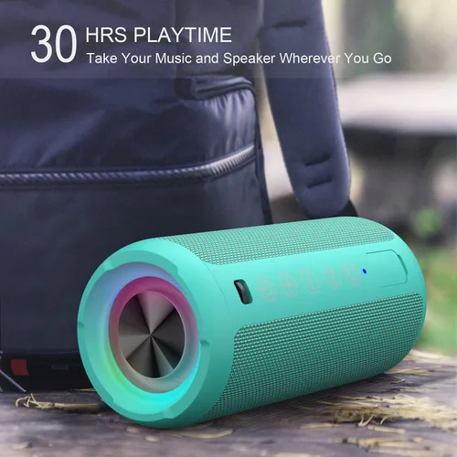 Miniatura 6 de Ortizan - Parlante Bluetooth 5.3, inalámbrico, impermeable IPX7, sonido estéreo de 24 W, graves profundos, luces RGB, emparejamiento doble, 30 horas