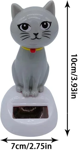 Miniatura 7 de Solar Cat Bobble Head - Juguete para gatos bailando con energía solar para tablero o escritorio gris