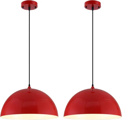 Miniatura 18 de Iluminación colgante de granja para isla de cocina, lámparas colgantes de cúpula negra y dorada, lámpara de techo colgante industrial para comedor