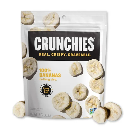 Crunchies Frutas liofilizadas, frutas crujientes 100% naturales, sin OMG y kosher, paquetes de aperitivos de frutas liofilizadas resellables,