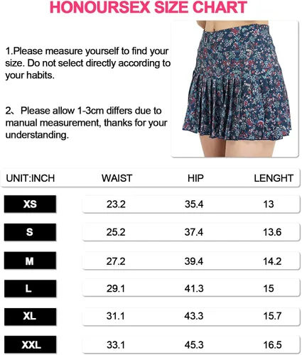 Miniatura 8 de HonourSex Falda de Tenis Plisada para Mujer, Faldas de Golf con Bolsillos, Falda con Pantalones Cortos para Entrenamiento, Deportes, Senderismo
