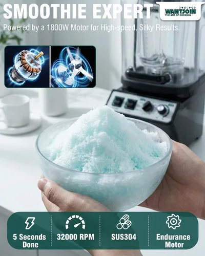 Miniatura 4 de WantJoin Licuadora comercial, licuadora silenciosa de 80 onzas con escudo insonorizado, trituradora de hielo profesional resistente