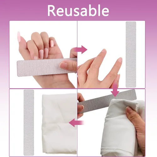 Miniatura 4 de Paquete de 24 limas de uñas, grano 100/180 de doble cara, profesional, reutilizable, lavable, lima de uñas, herramientas de manicura para uñas