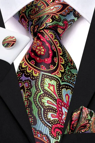 Miniatura 239 de Dubulle Corbata tejida de cachemira para hombre y gemelos de pañuelo para hombre, conjunto de gemelos para boda formal y negocios