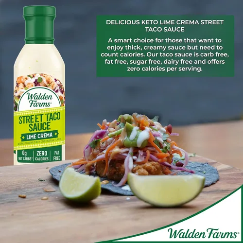 Miniatura 8 de Walden Farms Street Taco Sauce Lime Cream - Sin calorías, sin gluten, baja en carbohidratos, apta para dieta cetogénica, sin azúcar, sabor a crema